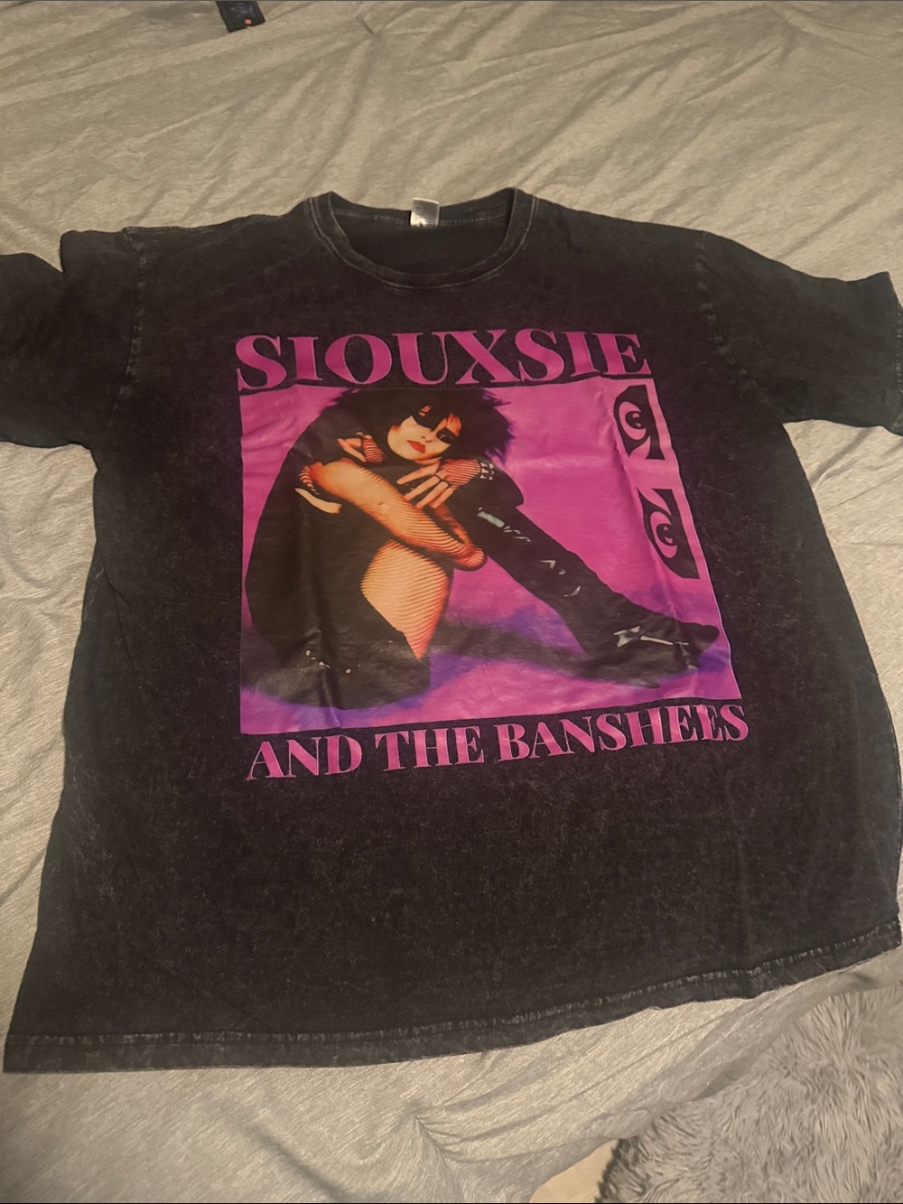 Siouxsie and The Banshees Kids Black Graphic Tee with Pink Print